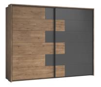 Schwebetüren Kleiderschrank 270 cm breit Eiche-Graphit LINEA