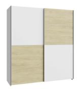 Schwebetürenschrank 170 cm SCHACH&amp MATT Weiß / Puccini Eiche