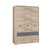 Kleiderschrank 3-türig Yoop Sonoma Eiche/Grau Anthrazit