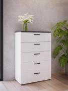 Kommode SALTWATER von Forte weiß/Venice Marmor/weiß HG