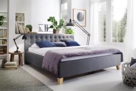 LUCCA von Meise Möbel Polsterbett Stoffbezug CORSICA grau / Fuß Eiche ...