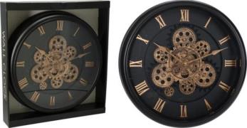 WANDUHR ca. 40 cm mit Römischen Zahlen Holzoptik Schwarz, Braun