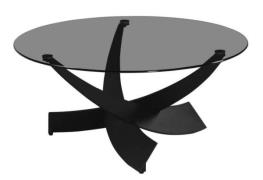 Couchtisch rund ca. 90 cm Grauglas / Metall schwarz