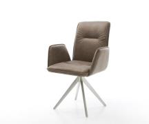 Esszimmerstuhl Vinja-Flex Mikrofaser Taupe Vintage Kreuzgestell kantig...
