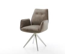 Esszimmerstuhl Zoa-Flex Mikrofaser Taupe Vintage Kreuzgestell kantig E...