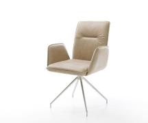 Esszimmerstuhl Vinja-Flex Mikrofaser Beige Vintage Kreuzgestell konisc...