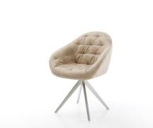 Esszimmerstuhl Gaio-Flex Mikrofaser Beige Vintage Kreuzgestell kantig ...