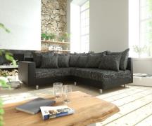 Ecksofa Clovis Schwarz modular Armlehne Ottomane Links