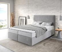 Boxspringbett Dream-Well 140x200 cm Mikrofaser Grau mit Matratze und T...