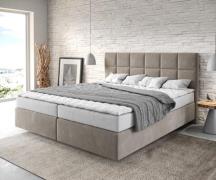 Boxspringbett Dream-Fine 180x200 cm Mikrofaser Beige mit Matratze und ...