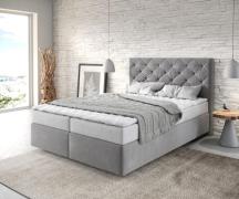 Boxspringbett Dream-Great 140x200 cm Mikrofaser Grau mit Matratze und ...