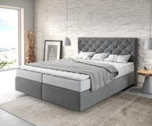 Boxspringbett Dream-Great 160x200 cm Mikrofaser Anthrazit mit Matratze...