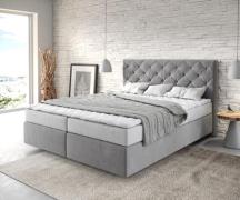 Boxspringbett Dream-Great 160x200 cm Mikrofaser Grau mit Matratze und ...