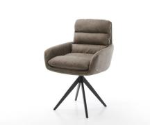 Esszimmerstuhl Abelia-Flex mit Armlehnen Mikrofaser Taupe Vintage Kreu...
