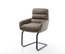 Freischwinger Abelia-Flex mit Armlehnen Mikrofaser Taupe Vintage Freis...