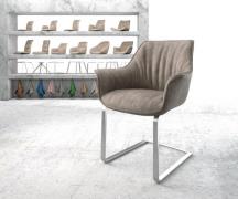 Freischwinger Keila-Flex mit Armlehnen Mikrofaser Taupe Vintage Freisc...
