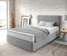 Boxspringbett Dream-Well 120x200 cm Mikrofaser Grau mit Matratze und T...