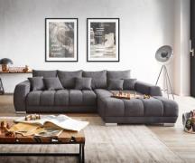 Ecksofa Nabor 300x230 cm Mikrofaser Schwarz Recamiere rechts inkl. ele...