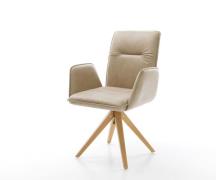 Esszimmerstuhl Vinja-Flex Mikrofaser Beige Vintage Holzgestell kantig ...