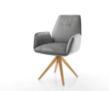 Esszimmerstuhl Zoa-Flex Samt Grau Holzgestell kantig Natur Taschenfede...