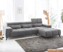 Ecksofa Ordino 285x200 Mikrofaser Grau Ottomane rechts elektrische Sit...