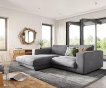 Ecksofa Cubico 250x190 cm Cord Silbergrau Recamiere links