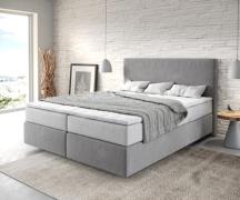 Boxspringbett Dream-Well 160x200 cm Mikrofaser Grau mit TFK Matratze u...