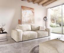 Big-Sofa Lanzo L 260x110 cm Cord Beige mit Hocker