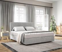 Boxspringbett Dream-Well 180x200 cm Cord Silbergrau mit Matratze und T...