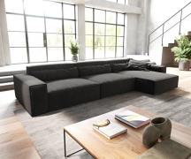 Ecksofa Sirpio XL 370x170 cm Mikrofaser Schwarz Recamiere variabel