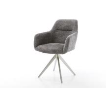 Esszimmerstuhl Pejo-Flex Bouclé Grau Kreuzgestell kantig Edelstahl Tas...