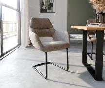 Freischwinger Yago-Flex mit Armlehnen Mikrofaser Taupe Vintage Freisch...