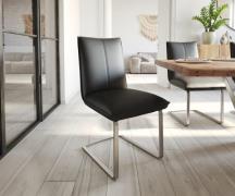 Freischwinger Lelio-Flex Echt-Leder Schwarz Freischwinger flach Edelst...