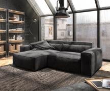 Ecksofa Sirpio L 260x160 cm Mikrofaser Schwarz Recamiere variabel mit ...