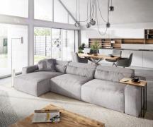 Ecksofa Sirpio L 350x160 cm Cord Silbergrau Recamiere variabel