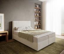 Boxspringbett Dream-Well 140x200 cm Bouclé Creme-Weiß mit Matratze und...