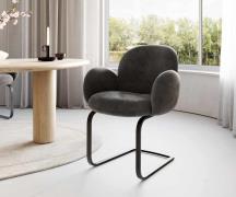 Freischwinger Nube-Flex mit Armlehnen Mikrofaser Anthrazit Vintage Fre...