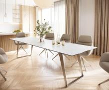 Esstisch Edge 300x100 Keramik Laminam® Statuarietto Weiß Edelstahl Sch...