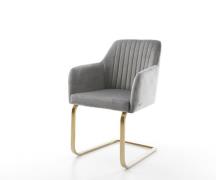 Freischwinger Greg-Flex Samt Grau Freischwinger flach Gold Taschenfede...
