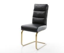 Freischwinger Pela-Flex Echt-Leder Schwarz Freischwinger flach Gold Ta...
