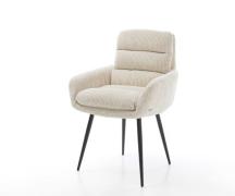 Esszimmerstuhl Abelia-Flex mit Armlehnen Cord Beige 4-Fuß konisch Schw...