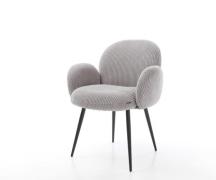 Esszimmerstuhl Nube-Flex mit Armlehnen Cord Silbergrau 4-Fuß konisch S...
