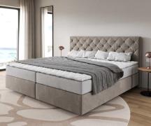 Boxspringbett Dream-Great Mikrofaser Beige 200x200 cm mit Taschenfeder...