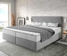 Boxspringbett Dream-Well Mikrofaser Grau 200x200 cm mit Taschenfederke...