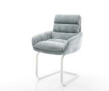 Freischwinger Abelia-Flex mit Armlehnen Chenille Pastellblau Freischwi...