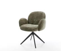 Drehstuhl Nube-Flex mit Armlehnen Chenille Olive Kreuzgestell breit Sc...