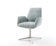 Drehstuhl Zoa-Flex Chenille Pastellblau Fußkreuz Edelstahl 360° drehba...