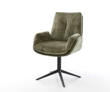 Drehstuhl Clea-Flex Chenille Olive Fußkreuz Schwarz 360° drehbar Wippf...