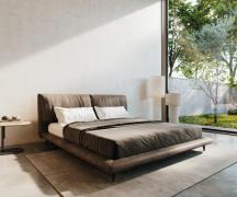 Polsterbettgestell Cusino 180x200 cm Mikrofaser Taupe Vintage