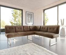 Eckbank Pavle 200x170 cm Braun Vintage Edelstahl Gestell Variabel